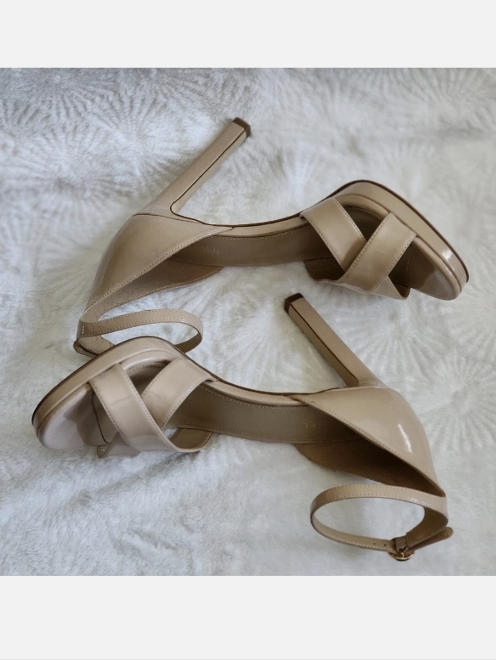 MICHAEL MICHAEL KORS Alexia Patent Leather Beige Stiletto Sandals 7M MSRP $155 - Picture 16 of 16